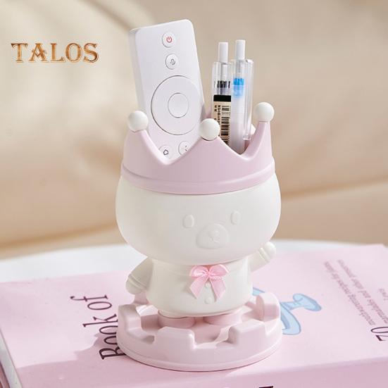 Pen Holder Cartoon Pig Design Desk Organizer Multi-functional Makeup Brush Storage Holder for Home School Office Supplies