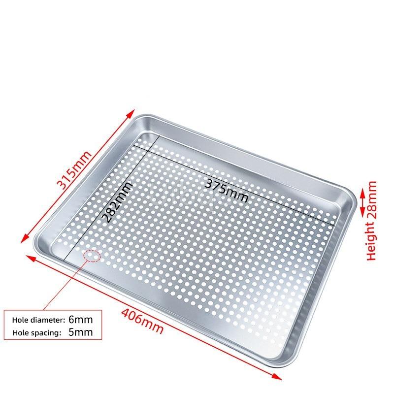 304 Stainless Steel Steamer Tray Kitchen Oil Draining Pan Rectangular Perforated Tray Commercial Oven Steamer Liner Steaming Pan