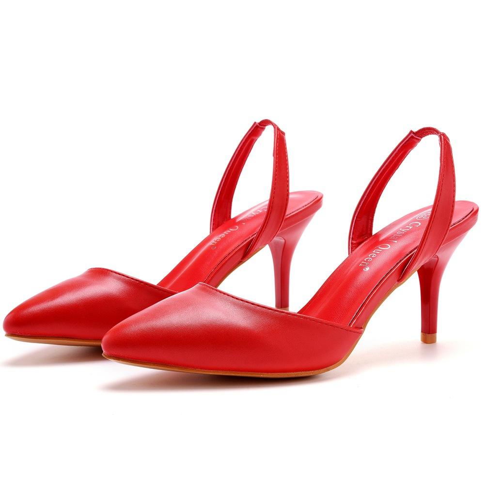 7cm Shallow Mouth Pointed Sandals White Thin Heels Small Size Wedding Shoes Bride Wedding Dress Shoes Wedding Photography Shoes