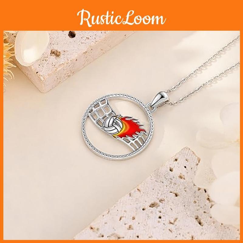Hollow Pendant Volleyball Necklace Oil Finish Alloy Chain Enthusiasts Fashion