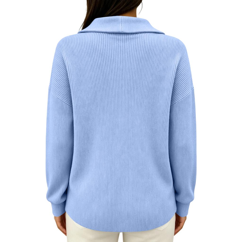 Women's Color Long Sleeve Sweater with Detail for Fall and Winter