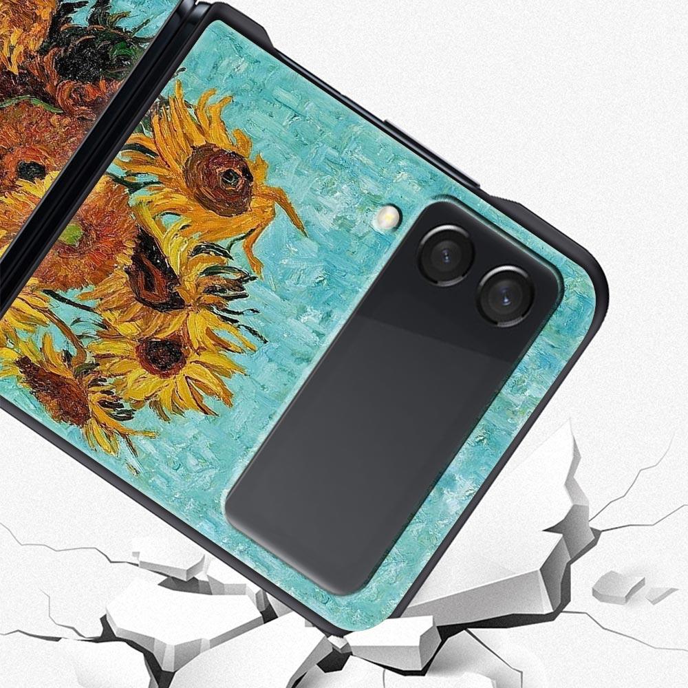 Case for Samsung Galaxy Z Flip 3 4 5 6 Folding Van Gogh Sunflowers The Starry Night For Samsung Z Flip4 Flip5 PC Hard Cover