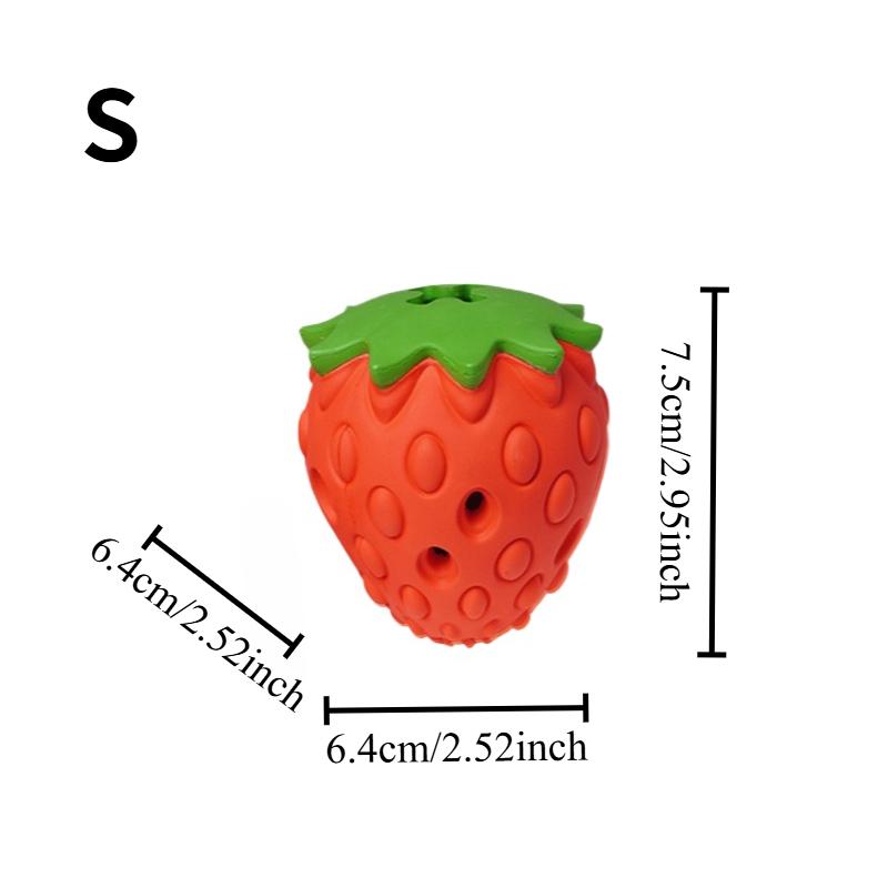 

1pc Chew Toy for Dogs Interactive Treat Dispensing Strawberry Natural Rubber Eco Friendly Pet Toy for Teething and Dental Care
