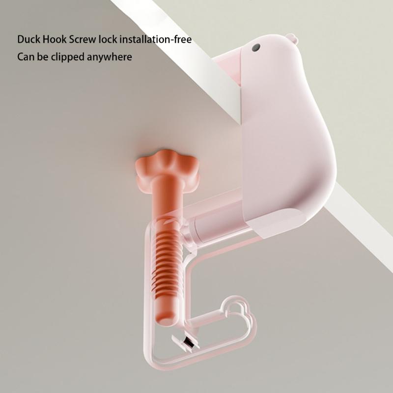 Pack of 2 Duck Shaped Space Saving Under Desk Schoolbag Hanger Bag Hanging Hook for Keys Umbrellas Cups Office Home Use