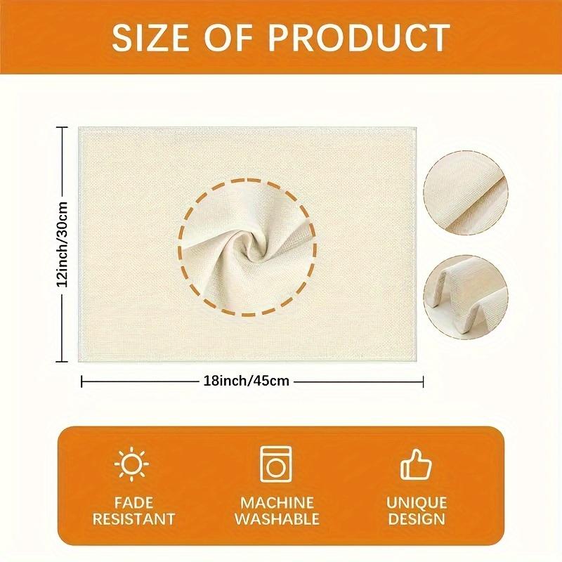 4/6 pièces Tapis de Table Floraux Élégants - Rectangulaire en Lin, Lavable en Machine, Motif Feuille d'Automne & Fleur Blanche, Parfait pour Thanksgiving, Famille