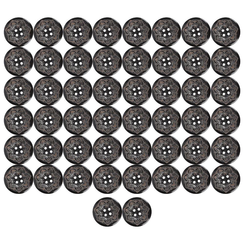 50pcs 4 Hole Round Buttons 25mm (1") Sewing Accessories Handmade Wooden Buttons For Sewing DIY