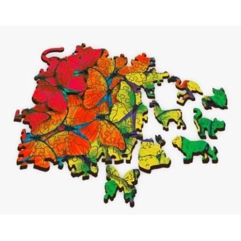 Trefl - Puzzle en Bois, Papillons Arc-en-Ciel - 500+1 Pièces, Artisanat en Bois, Formes Irrégulières, 50 Figures