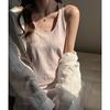 U-neck loose and loose design, bottom vest, women's inner sling, outer wear, lazy cotton sleeveless solid color top