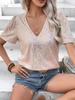 New Cross Women's Sexy Solid Color Sequins V-Neck Loose Short Sleeve T-Shirt