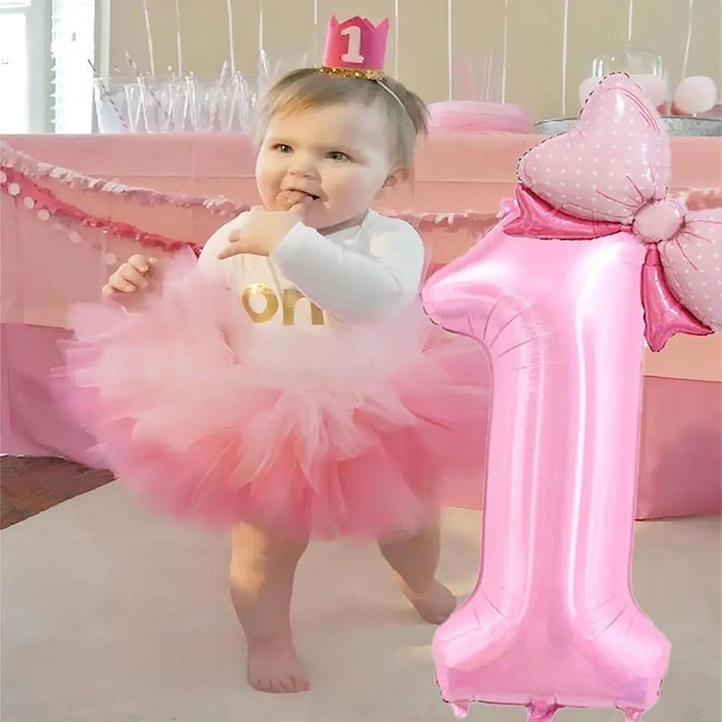 Globos de Cumpleaños con Números 0-9 de 40 Pulgadas Globos Rosas con Lazo de Moño para Cumpleaños de Niñas Princesas Globos para Fiesta de Bodas Globo Gigante con Número
