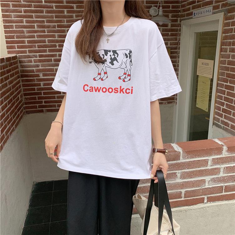 Summer new Korean version chic printing T-shirt loose casual lazy style short-sleeved top women's ins tide