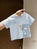 Summer Star Bear Embroidered Kids' Cotton T-Shirt - Cartoon Short Sleeve for Boys