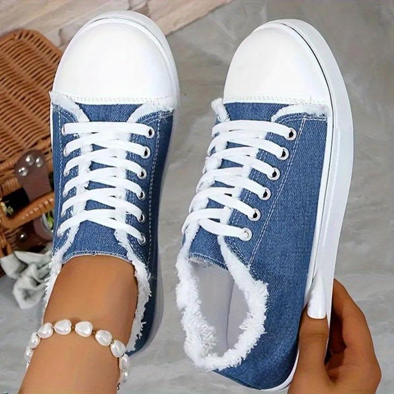 Women'S Breathable Sneakers - Casual Low-Top Lace-Up Shoes with Thick Rubber Sole, All-Season Comfort for Petite Sizes, Ladies Sneakers