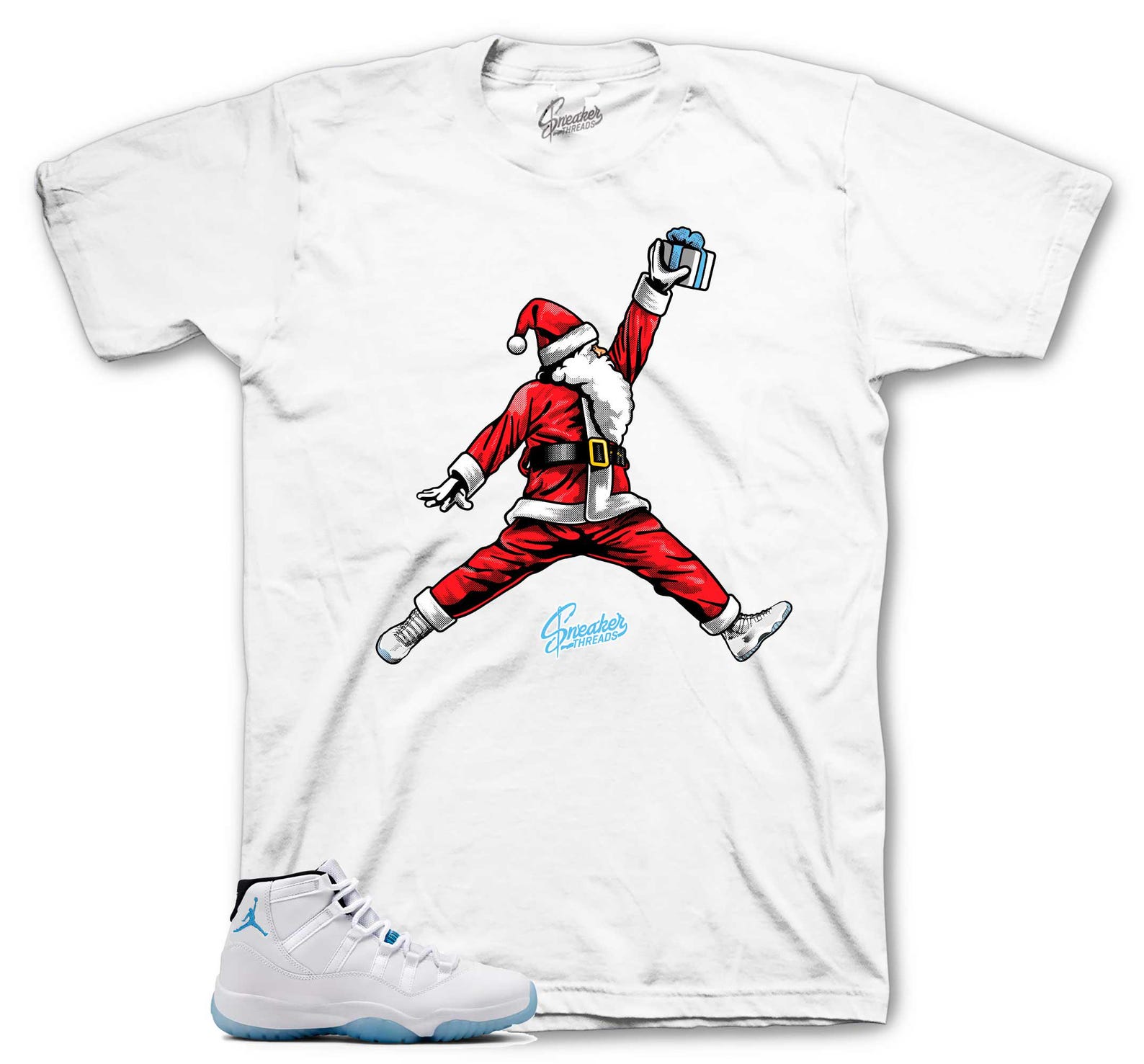 Sneaker Tees To Match Retro 11 Legend Blue Columbia - Air Santa Shirt L
