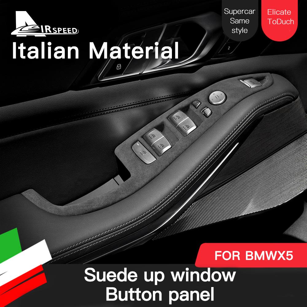 Italy Super Suede Car Window Lifter Switch Control Frame Cover for BMW X5 G05    2022 2023 Trim Flannel
