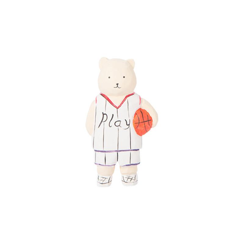 Wooden Craft Figurine With Basketball Bear And Bunny For Home Decor And Giftgiving