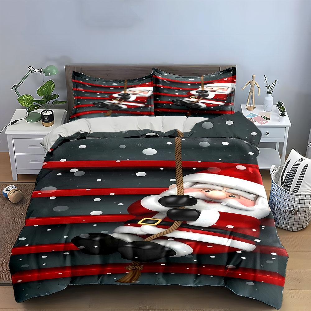 Santa Claus, Rope, Snowflakes. Bedding Sets Duvet Cover Sets Duvet Covers Pillowcases(1 * Duvet Cover 2 * Pillowcases Without Duvet Insert)