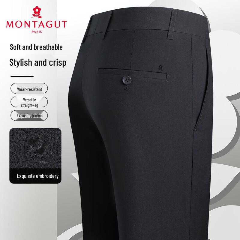 

MONTAGUT Men s Business Straight-Leg Trousers 33