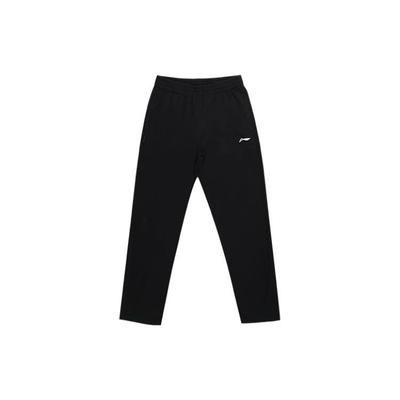 Li Ning Logo Patch High Waist Tied Knitted Sports Pants Men Pants Black YKLT223-1