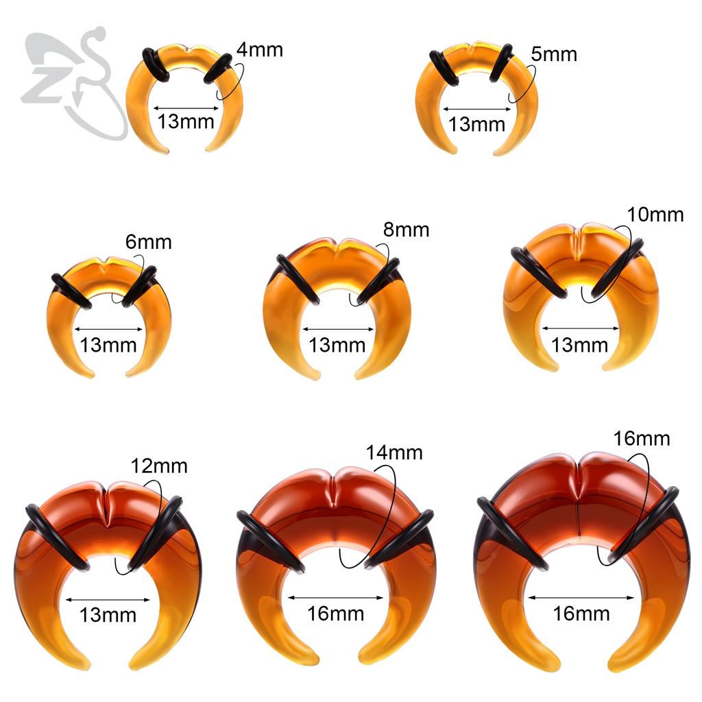 ZS 1 PC Colorful Glass Ear Plug And Tunnel Horn Shape Nose Septum Piercing 00/0/2/4/6G Ears Stretcher Large Gauge Flesh Expander