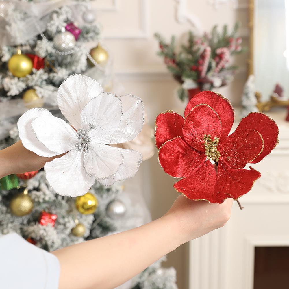 1Pcs Artificial Flowers 20CM Fake Flowers Christmas Tree Decoration for Home Decor DIY Crafts Gifts Garland Ornament Accessories