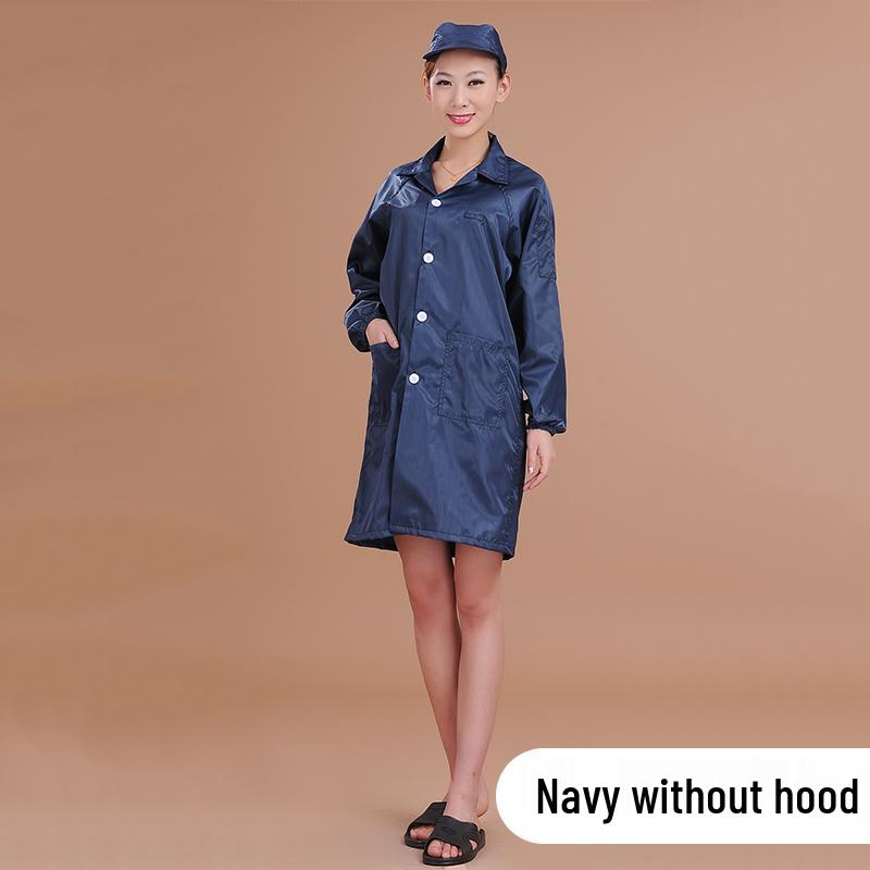 Antistatic Dustproof Long Sleeve Cleanroom Coat - Protective Workwear in White/Blue