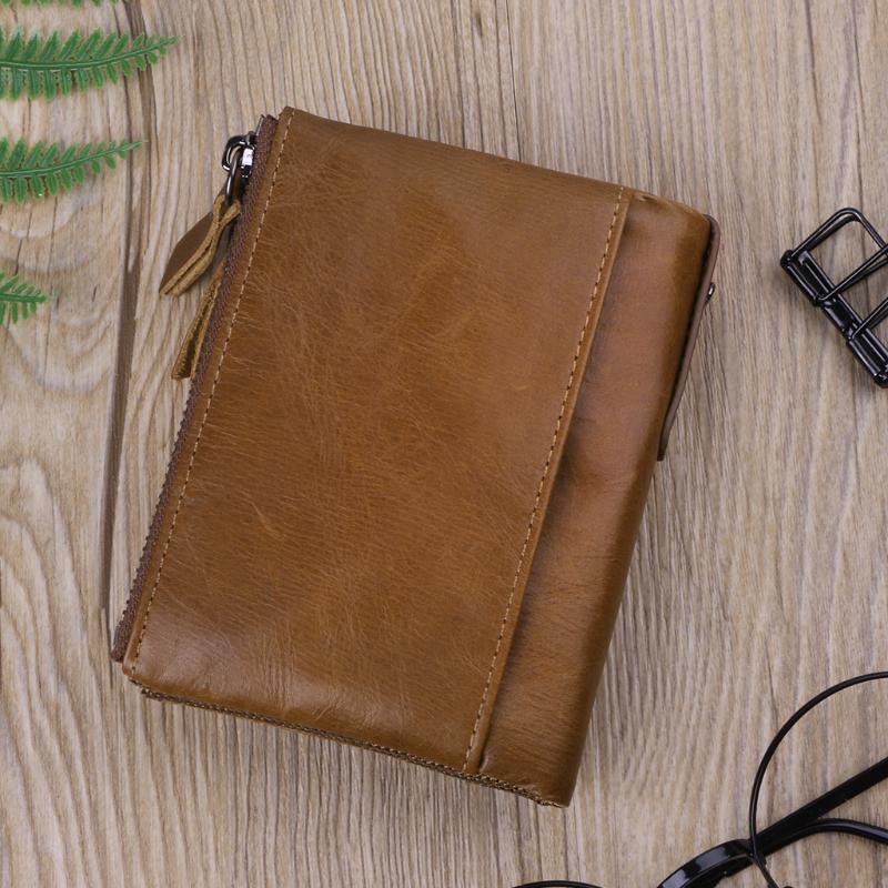 Мужской кошелек из натуральной кожи с двойной молнией — фото 4