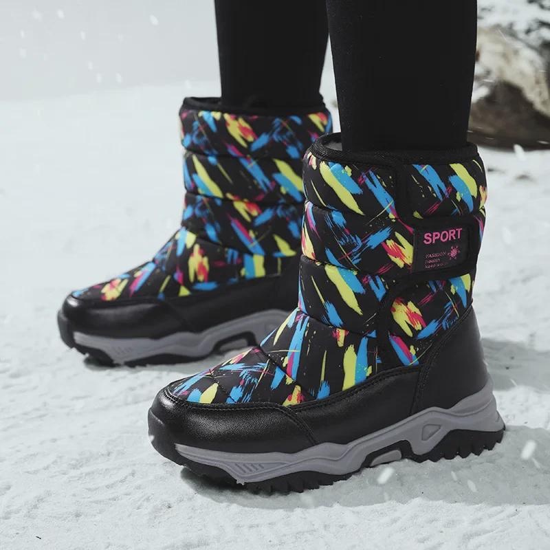 2024 Kinder High-Top Schneestiefel: Jungen Dicke Samt Warme Baumwollschuhe für Winter
