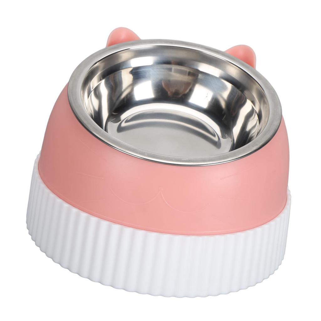 Raised Cat Bowl 15 Degrees  Tilted Anti Slip Plastic Slower Feeder Cat Food Dual Bowls for Cats and Puppy