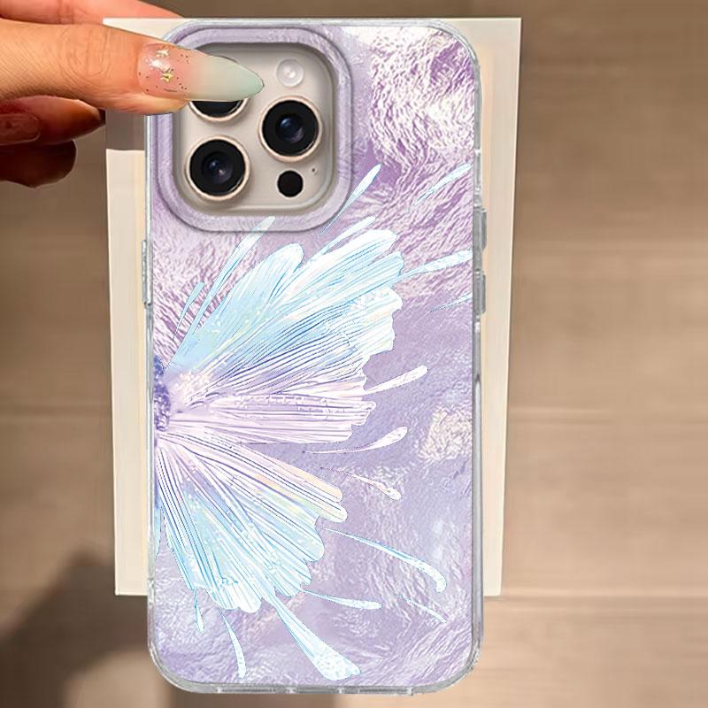 Case For IPhone 16 15 13 Plus Pro Max 7 14 Pro 5G Phone Cover Purple Butterfly Gradient Pattern For IPhone 16e Protective Bags