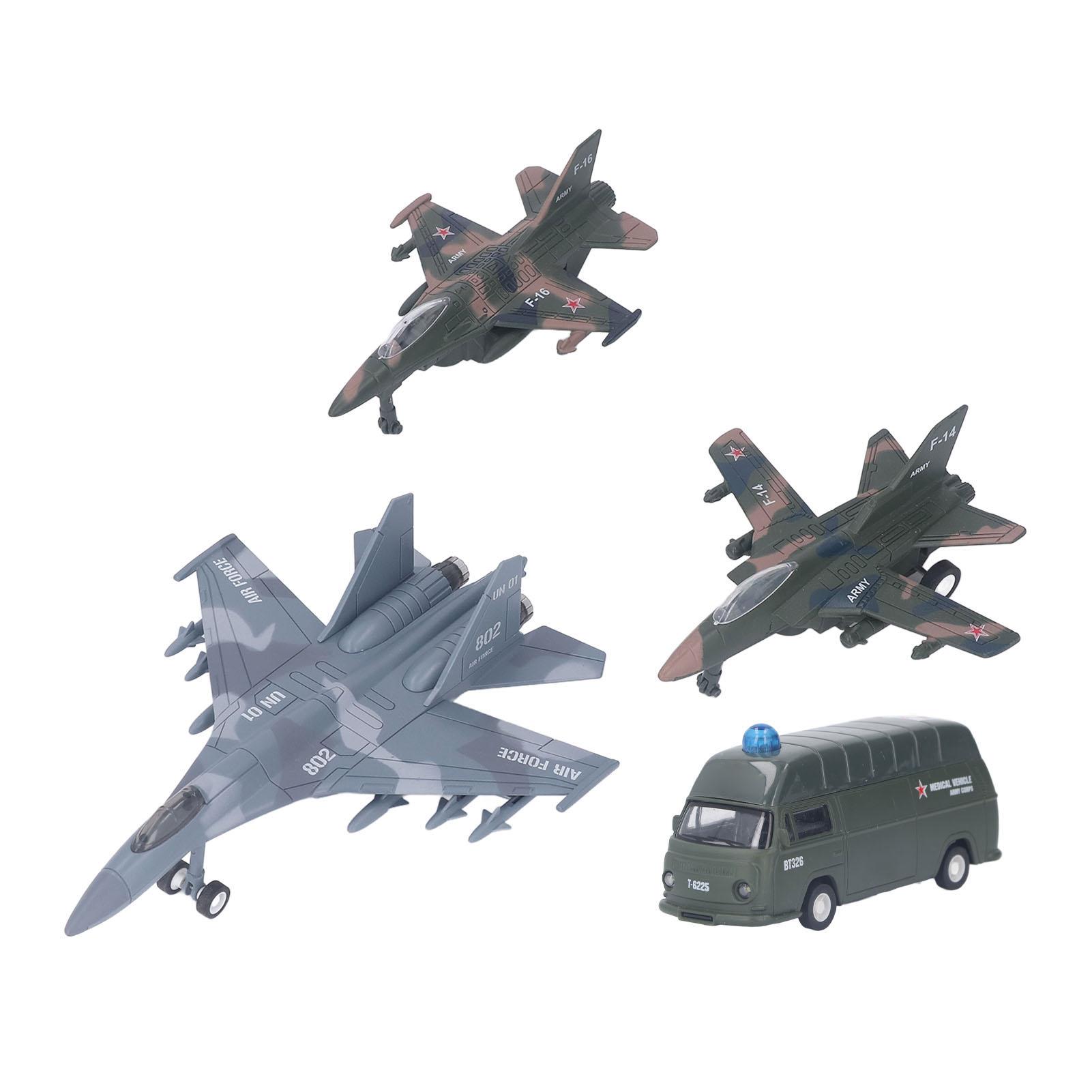 

Military Fighter Set Multipurpose Alloy Simulation Light and Sound Pull Back Action Die Casting