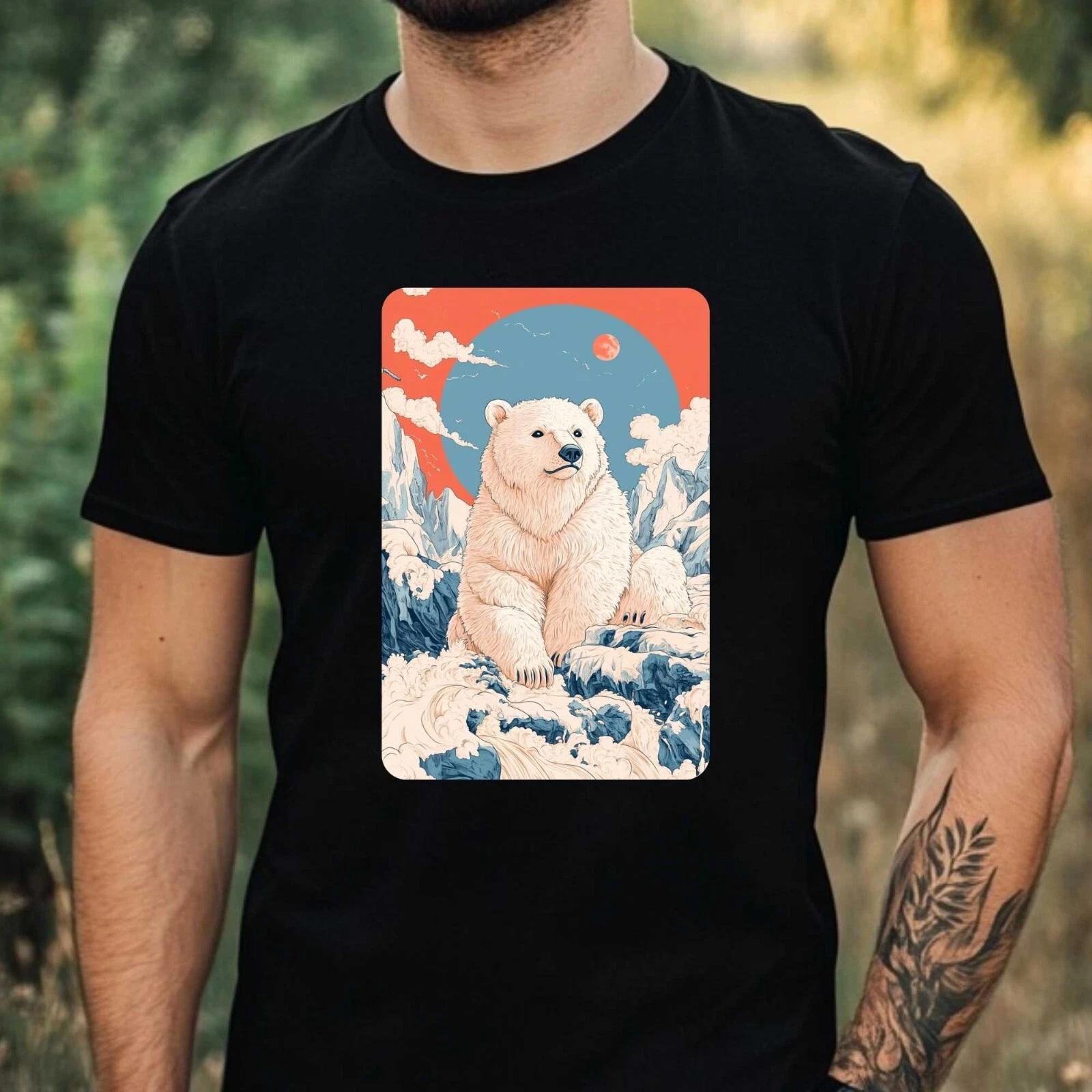T-Shirt Herren Eisbär im Anime Style Motiv Baumwolle Größe XS bis 5XL XXXXL