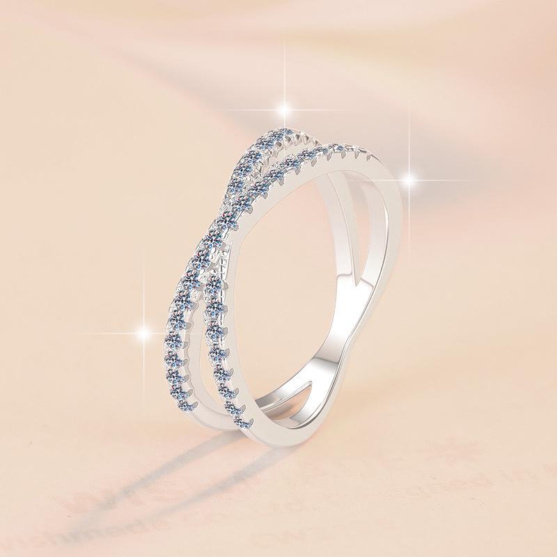 New Moissanite 925 Sterling Silver Intertwined Women's Ring - High-End Fashion Niche