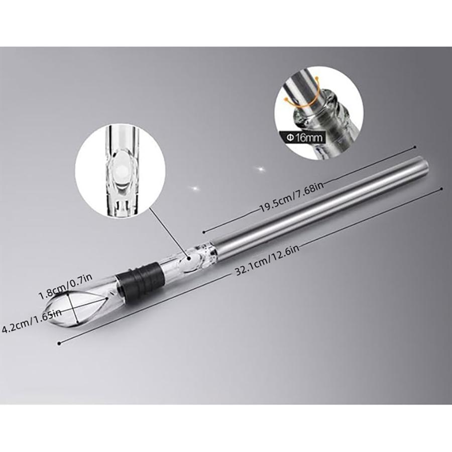 Wine Chiller Stick Stainless Steel Wine Bottle Cooler with Aerator and Pourer Rapid Bottle Chilling Rod for Cooling & Aerating