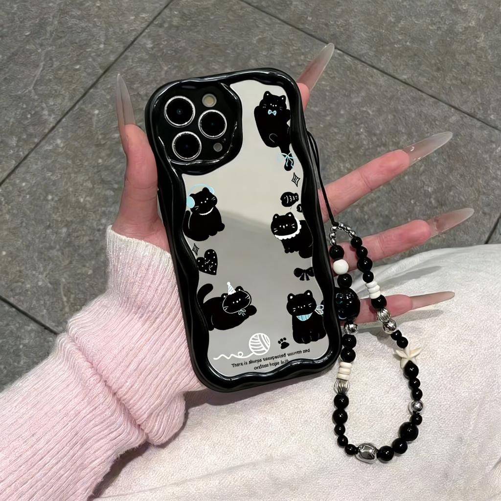 Cute Cat Mirror Chain Lanyard Case For Honor X9D X6C X7C 400 Lite 200 Pro 90 Lite X7D X9B X7A X8A X6B X6A X7B X8C Silicone Cover