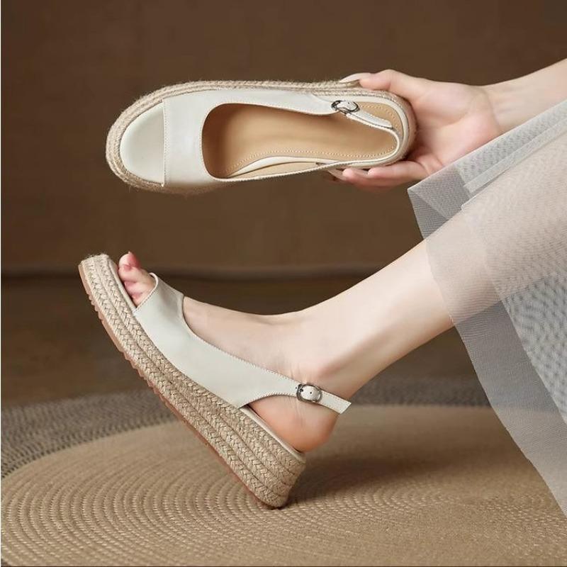 Fashion 2025 Summer New Heightened Platform Silver One-word Open-toe Women's Sandals