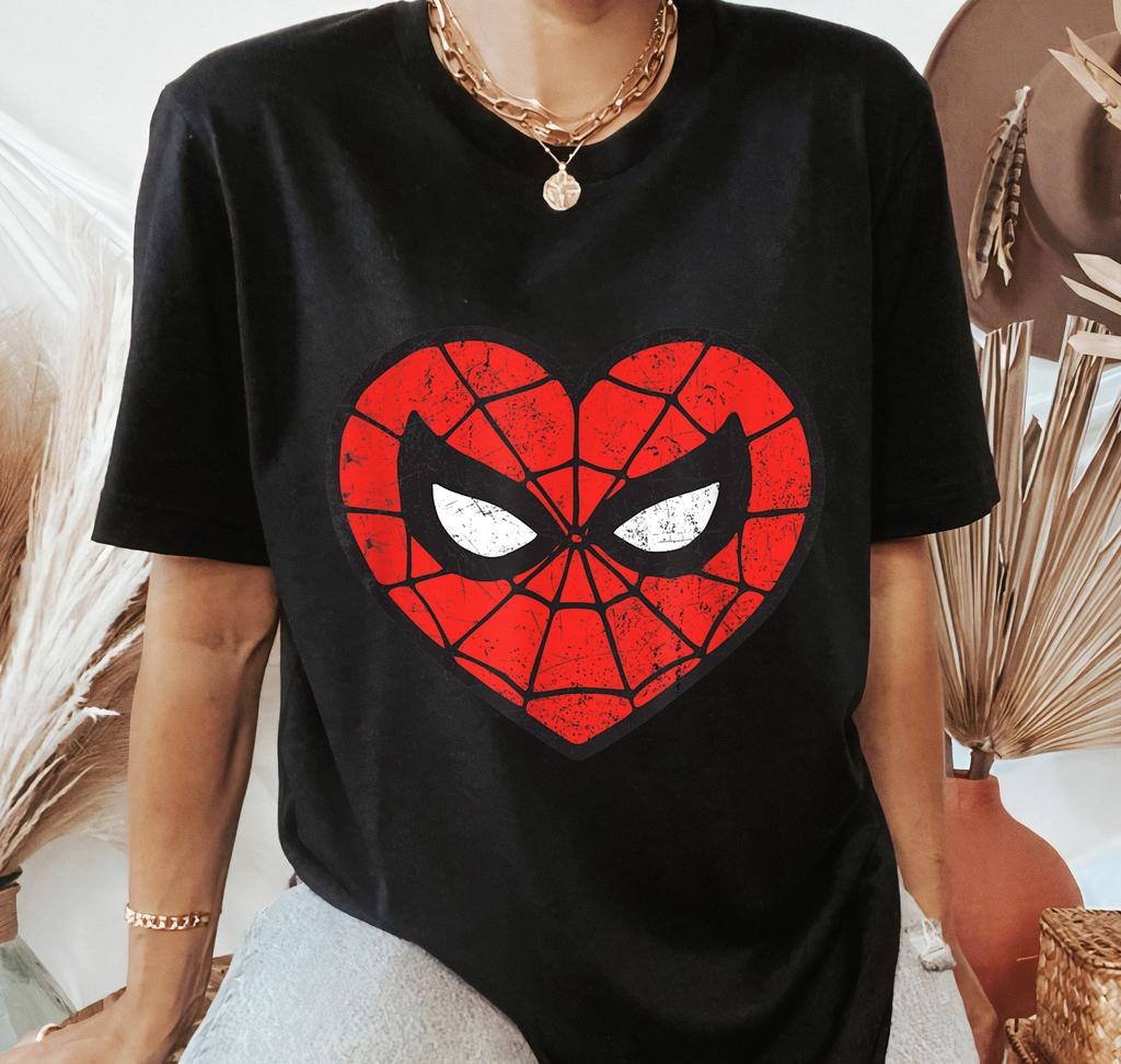 Womens Unisex SpiderUnisex Heart Funny TShirt Streetwear Pure Cotton Short Sleeve Unisex Oversized Loose Casual Stylish