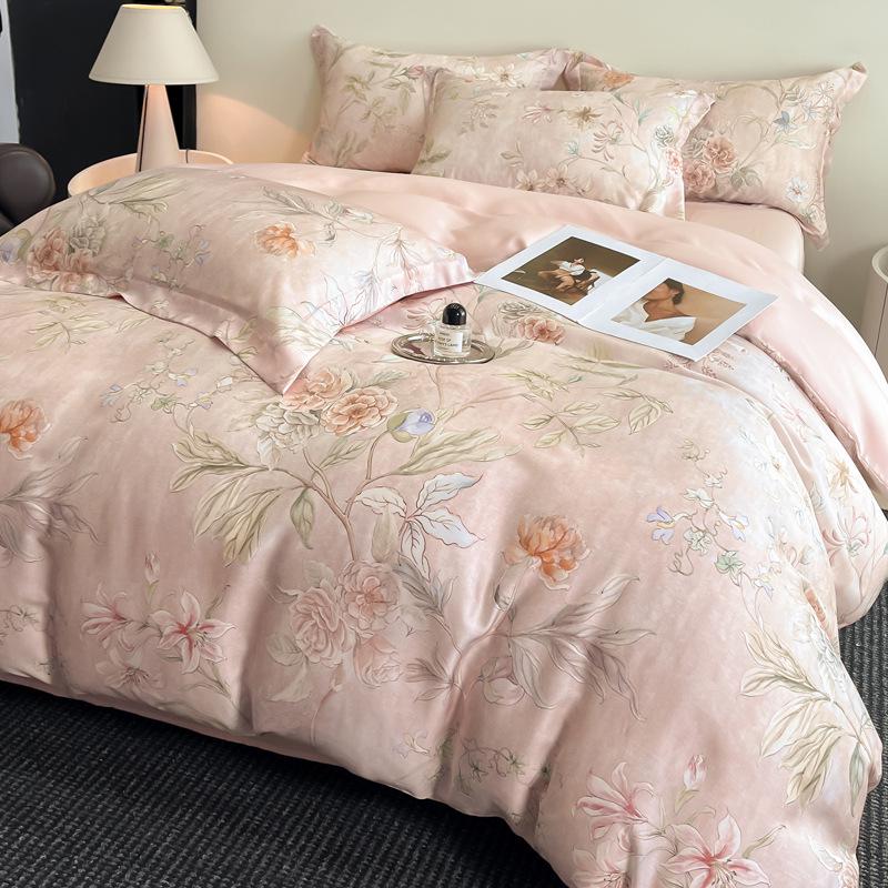 Tencel Cotton Printed Four-Piece Set - Lightweight Luxury Bedding for Spring & Summer