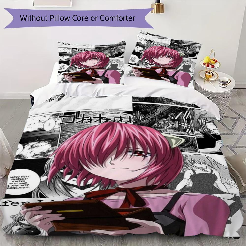 Elfen Lied Anime Pattern Bedding uilt Set uilt Cover Pillowcase Home Decoration Birthday Gift (1 * duvet cover + 2 * pillowcase without core)41