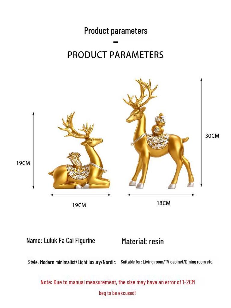 Fortune Deer Wealth-Attracting Ornament for Living Room and Cabinet – Perfect Housewarming or Opening Gift