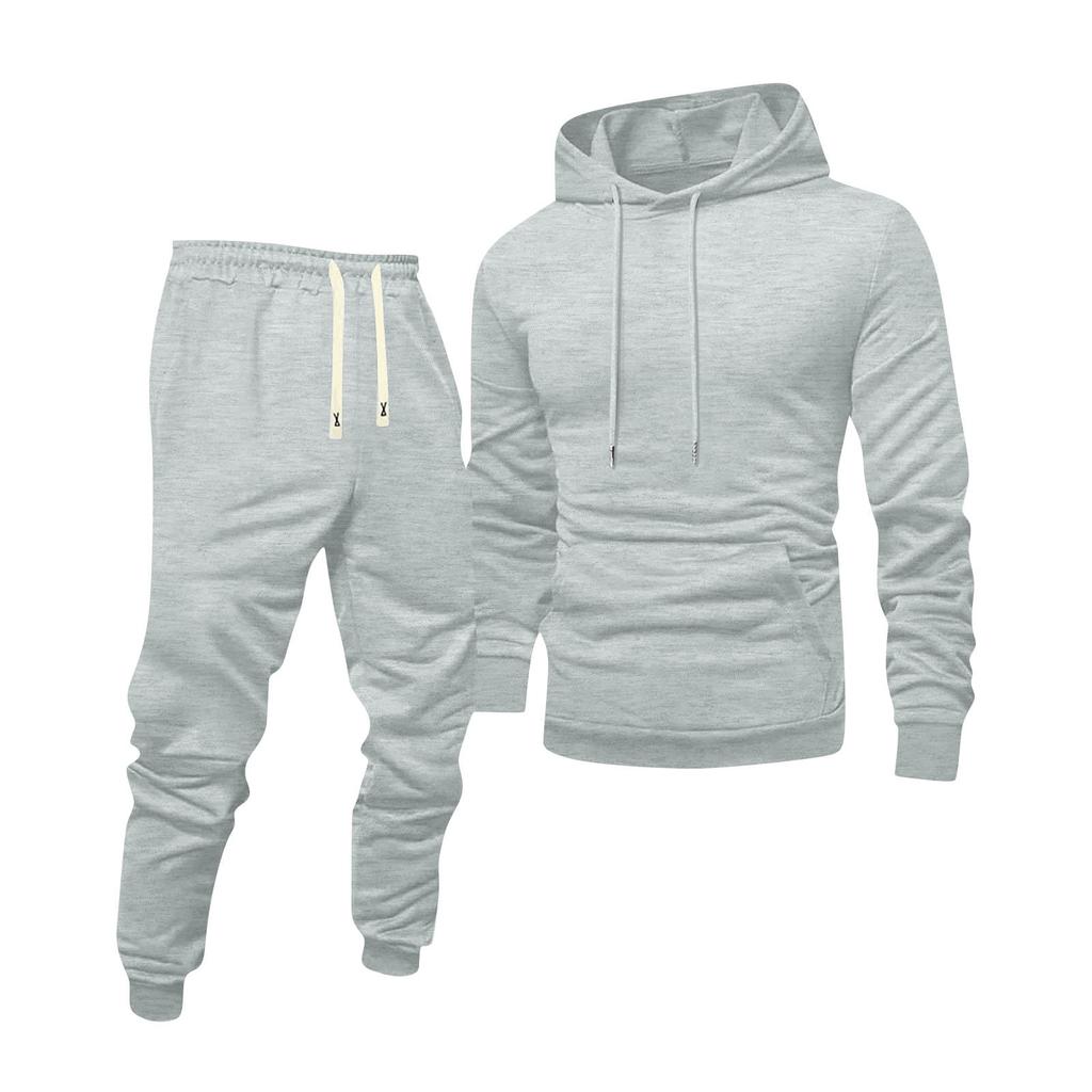 Men's Color Hooded Universal Versatile Hooded Sweatshirt Sweatpants Casual Sports Suit