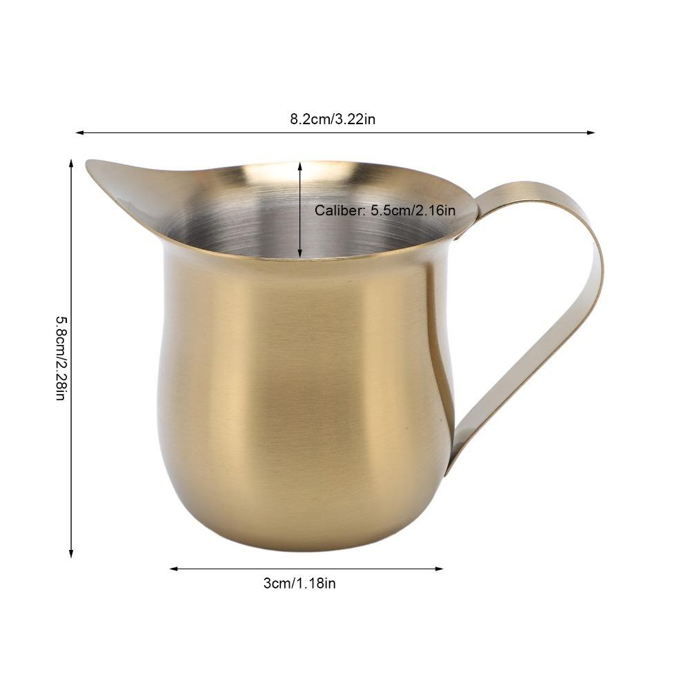 

304 Stainless Steel Coffee Steaming Pitcher Gold Plated Milk Frother Creamer Cup Latte Art 90ml