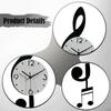 Music Note Wall Clock Quiet Acrylic Easy Read Decorative with Pendulum No Ticking for Cafe Kitchen Farmhouse Bathroom Home