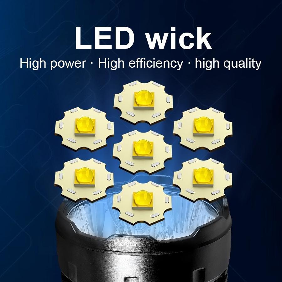 Super Bright 7*LED Flashlight High Light 4 Modes USB Rechageable Portable COB Hand Lamps Outdoor Camping Emergency Hand Lanterns