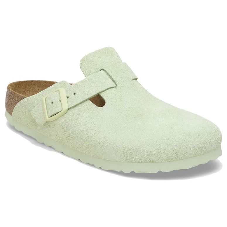 Birkenstock Suede Comfortable Round Toe Versatile Thick Sole Closed Toe Slippers Unisex Slippers Light-Green 1026774