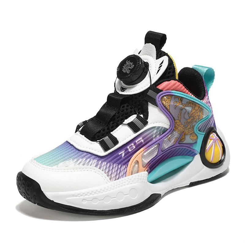 Kids Basketball Shoes With Quiet Sole Design Breathable Mesh Upper Non-Slip Durable Sports Sneakers Boys Girls