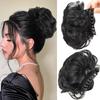 Peluca sintética con clip para mujer, extensiones de cola de caballo, moño despeinado, moño elegante y rizado.