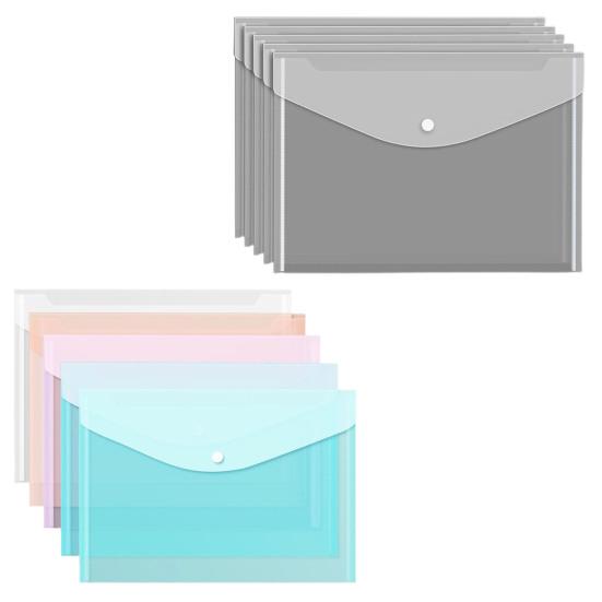 5Pcs Transparent Document Folder A4 Size Test Paper Classification Storage Pocket Waterproof Dustproof Thickened File Holders Office School Supplies