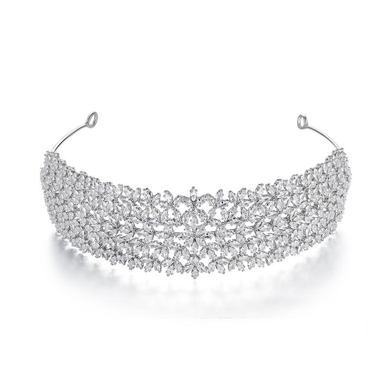 LUOXIN Luxury Zircon Hair Crown Bride Headdress Queen Pageant Wedding Crown серебряный