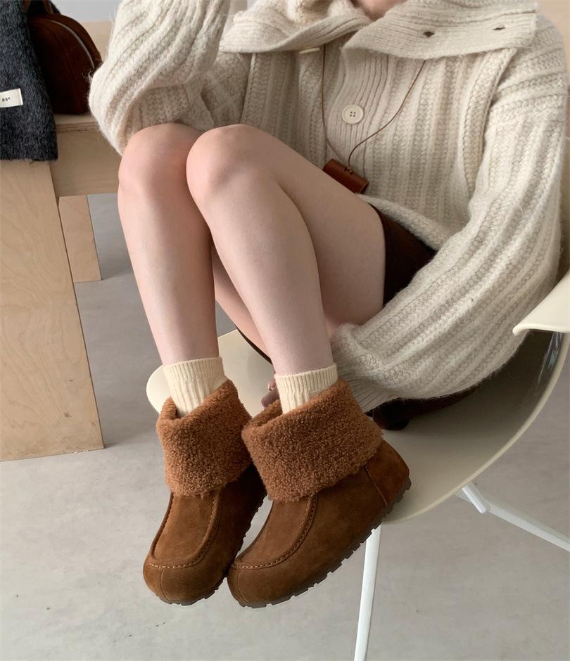 Slippers Winter Home Non-slip Beef Tendon Sole Couple Floor Slippers Women's Warm Fluffy Bag Head Slippers